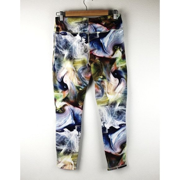 Leostar Athletica Abstract Swirl Multi Color Print Workout leggings Women's SZ 6 - Picture 2 of 9